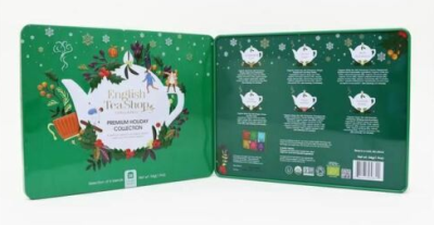 ENGLISH TEA SHOP Zestaw herbat Premium Holiday Collection w ozdobnej zielonej puszce (36x1,9g) - BIO