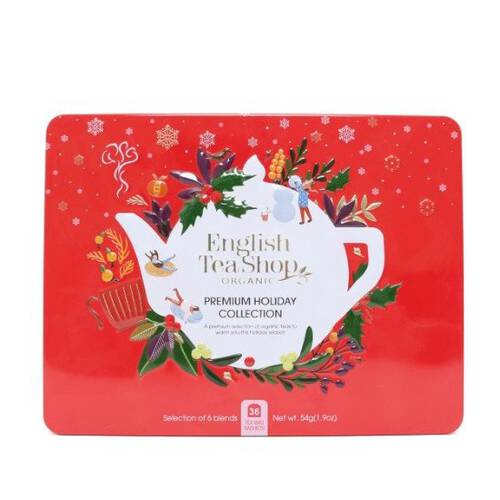 ENGLISH TEA SHOP Zestaw herbatek Premium Holiday collection w ozdobnej czerwonej puszce (36x1,5g) - BIO