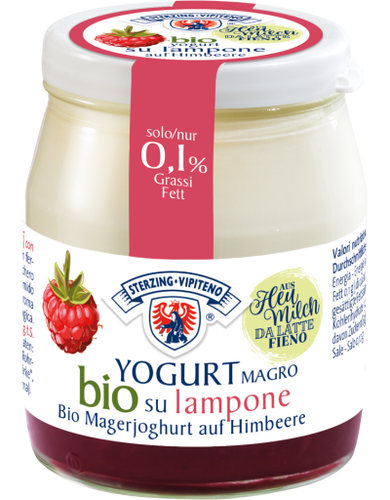*STERZING-VIPITENO Jogurt odtłuszczony malinowy z mleka siennego bezglutenowy (150g) - BIO