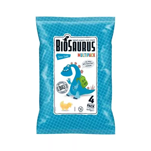 BIOSAURUS Chrupki kukurydziane z solą morską, bezglutenowe (4x15g) - BIO