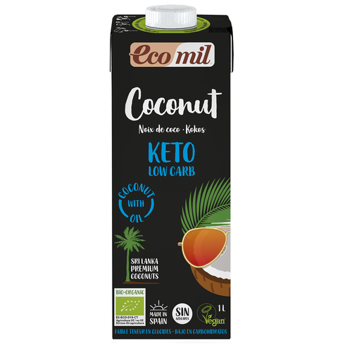 ECOMIL Napój kokosowy Keto Low Carb, bezglutenowy  (1l) - BIO