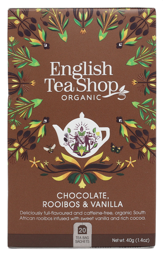 ENGLISH TEA SHOP Herbatka ziołowa rooibos z ziarnami kakaowca i laską wanilii (20x2g) - BIO