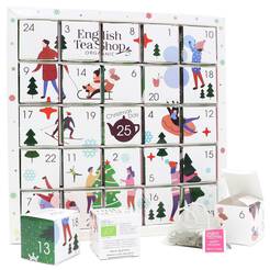 ENGLISH TEA SHOP Zestaw herbatek świątecznych, kalendarz adwentowy biały, puzzle (25x2g) 50g