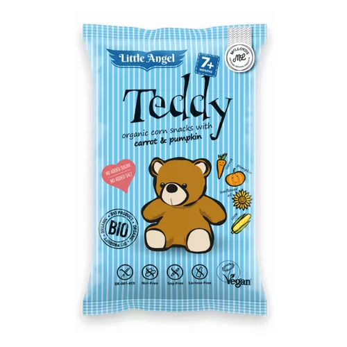 CIBI Chrupki kukurydziane mini TEDDY marchew i dynia od 7 miesiąca bezglutenowe (30g) - BIO