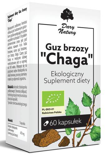 DARY NATURY Guz brzozy chaga 60 kapsułek (470 mg) - BIO