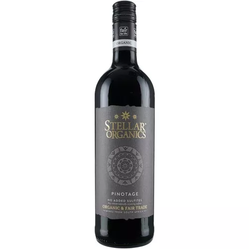 (18+) Wino czerwone wytrawne pinotage stellar bez dodatku siarczynów Afryka Południowa bio 750ml,