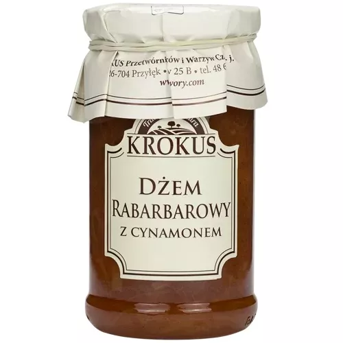 KROKUS Dżem rabarbarowy z cynamonem o obniżonej zawartości cukru bezglutenowy (235 g)