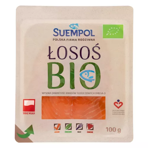 *SUEMPOL Łosoś ekologiczny wędzony na zimno, plastry (100g) - BIO