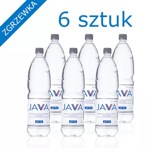 JAVA Woda mineralna niegazowana Alkaliczna pH 9,2 (6x1,5l) (zbiorcze)