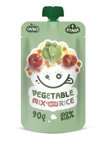 OVKO Danie mix warzyw z ryżem po 8 miesiącu życia (90g) - BIO