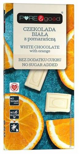 PURE & GOOD Czekolada biała z pomarańczą bez dodatku cukru (75g)
