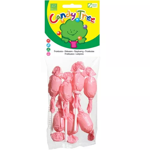 CANDY TREE Lizaki okrągłe o smaku malinowym bez dodatku cukru (7szt./ 70g) - BIO