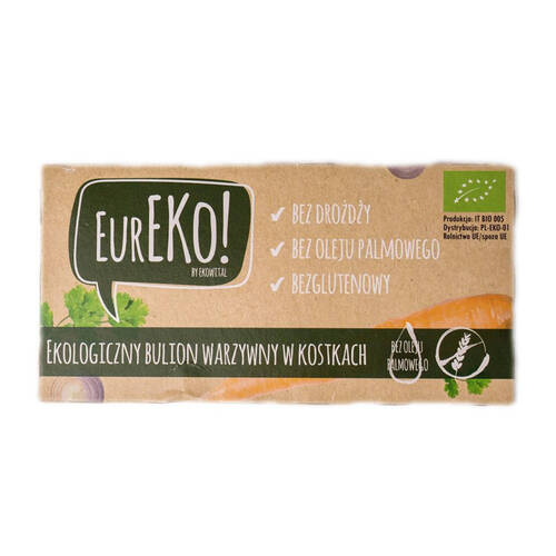EUREKO Bulion warzywny w kostkach bez drożdży, bez oleju palmowego, bezglutenowy (100g) - BIO