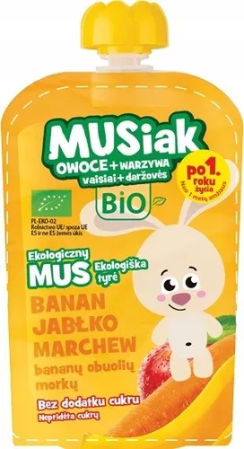 MUSIAK Mus owocowo-warzywny banan jabłko marchew (100g) - BIO