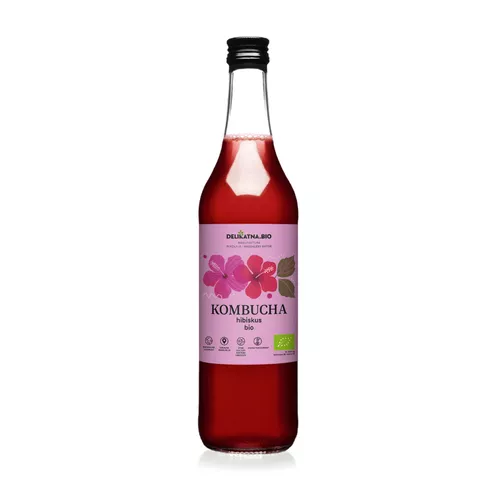 *DELIKATNA Kombucha z hibiskusem, bezglutenowa (500ml) - BIO (f)