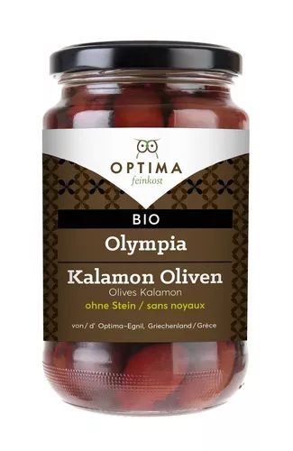 OPTIMA Oliwki czarne Kalamata w zalewie (350 g/ 180 g) - BIO