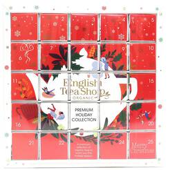 ENGLISH TEA SHOP Zestaw herbatek świątecznych, kalendarz adwentowy czerwony, puzzle (25x2) 50g - BIO