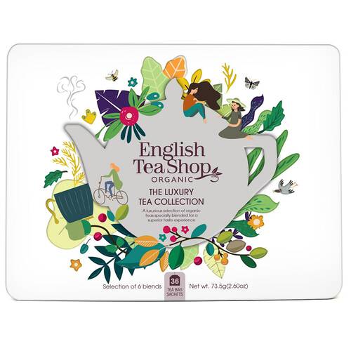 ENGLISH TEA SHOP Zestaw herbatek luxury tea collection w ozobnej, białej puszce (36x2g)  (73,5g) - BIO