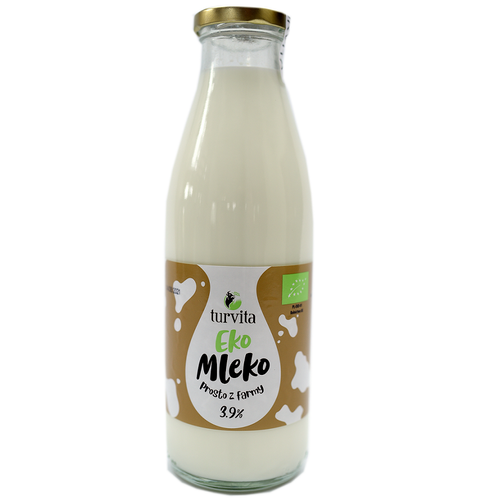 *TURVITA Mleko ekologiczne świeże 3,9% w szklanej butelce (750 ml) - BIO (dostępność: wt.-pt.)