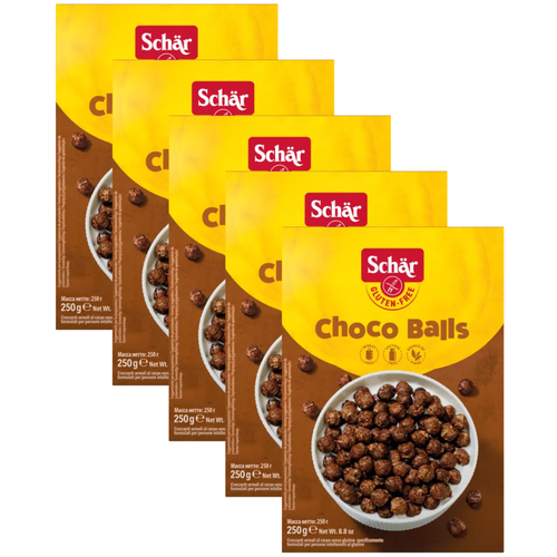 5x SCHAR Chrupki kakaowe, bezglutenowe, bez laktozy - Choco Balls (250g) (zbiorcze)