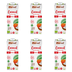 ECOMIL 6x Napój kokosowy niesłodzony (1l) - BIO (Opakowanie zbiorcze)