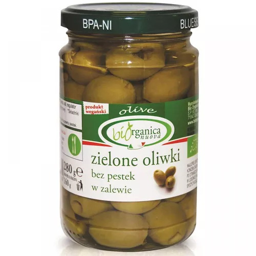 BIORGANICA NUOVA Oliwki zielone bez pestek w zalewie (280g) - BIO