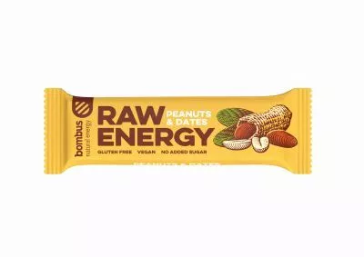 BOMBUS Baton RAW ENERGY orzech ziemny-daktyl, bezgluenowy (50g)