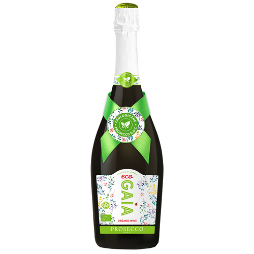(18+) Wino białe musujące Gaia Prosecco - wytrawne, wegańskie 0,75l - BIO