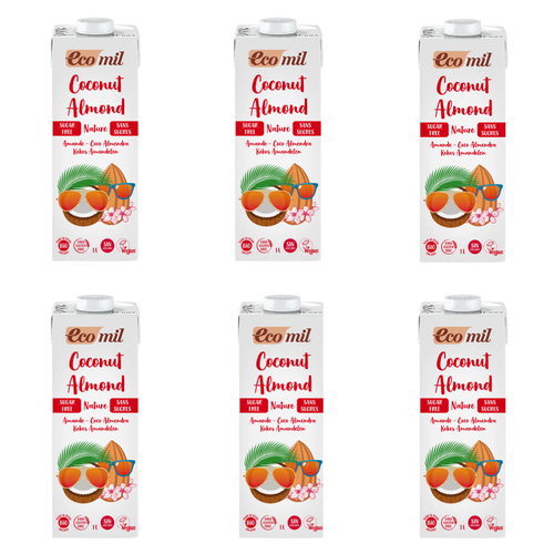 ECOMIL 6x Napój kokosowy z migdałami niesłodzony (1l) - BIO (zbiorcze)