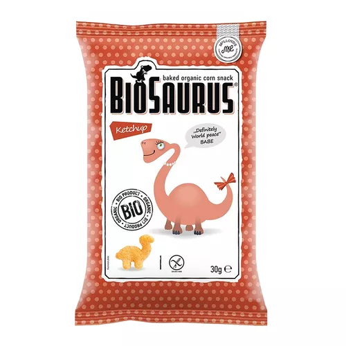 BIOSAURUS Chrupki kukurydziane o smaku ketchupowym, bezglutenowe (30g) - BIO