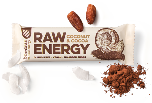 BOMBUS Baton Raw Energy kokos - kakao bezglutenowy (50g)