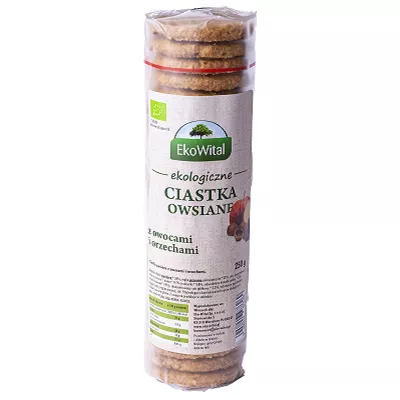 EKOWITAL Ciastka owsiane z owocami i orzechami (250g) - BIO