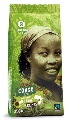 OXFAM Kawa ziarnista arabica 100 % z okolic jeziora Kivu (250 g) -  BIO Fair Trade