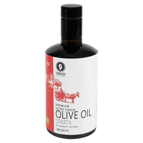 IORGOS Oliwa z oliwek extra virgin PREMIUM ze Sparty butelka oliena (500ml) - BIO