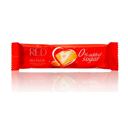 RED DELIGHT Baton karmelowy z białej czekolady "Blonde" bez dodatku cukrów (26g)
