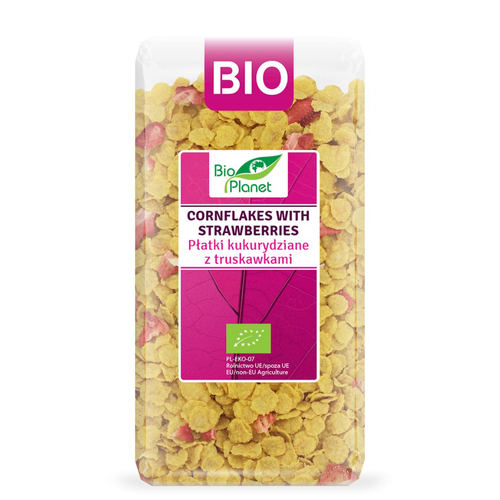 BIO PLANET Płatki kukurydziane z truskawkami, ekologiczne (250g) - BIO