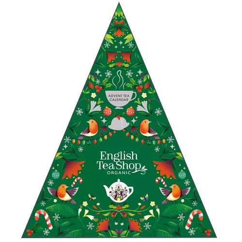 ENGLISH TEA SHOP Kalendarz adwentowy piramidki Green Trangular (25 piramidek/13 smaków) (25 x 2g) 50 g - BIO