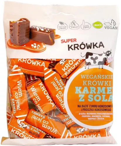 SUPER KRÓWKA Krówki bezmleczne o smaku karmelu z solą bezglutenowe (150g) - BIO