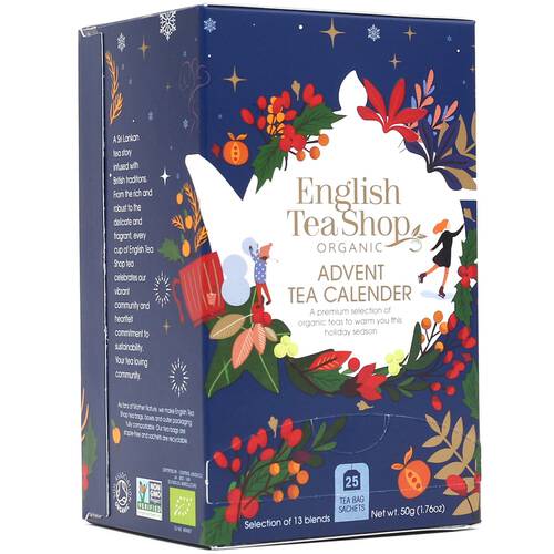 ENGLISH TEA SHOP Zestaw herbat kalendarz adwentowy - Blue (25x2g; 50g) - BIO