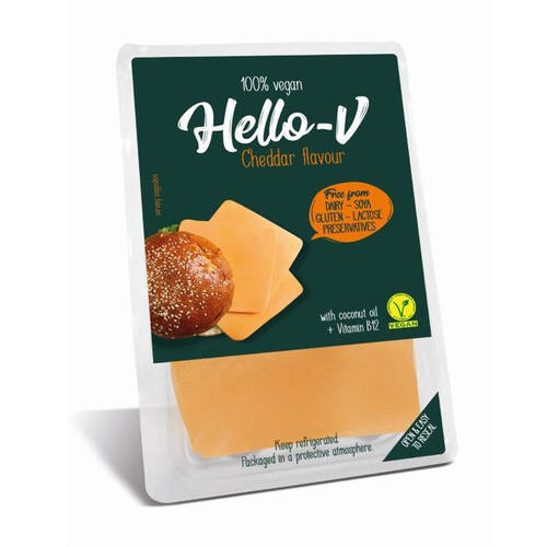 *HELLO-V Roślinna alternatywa sera cheddar- plastry 140 g
