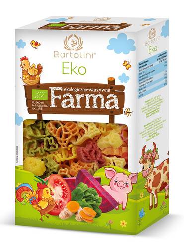 BARTOLINI Makaron semolinowy z suszonymi warzywami dla dzieci Farma (250g) - BIO