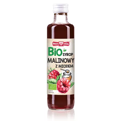 POLSKA RÓŻA Syrop malinowy z miodem, bez dodatku cukru (250ml) - BIO