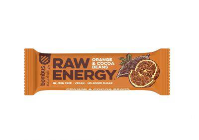 BOMBUS Baton RAW ENERGY pomarańcz & ziarna kakao, bezglutenowe (50g)