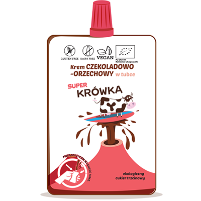 SUPER KRÓWKA Krem czekoladowo-orzechowy w tubce (50g) - BIO