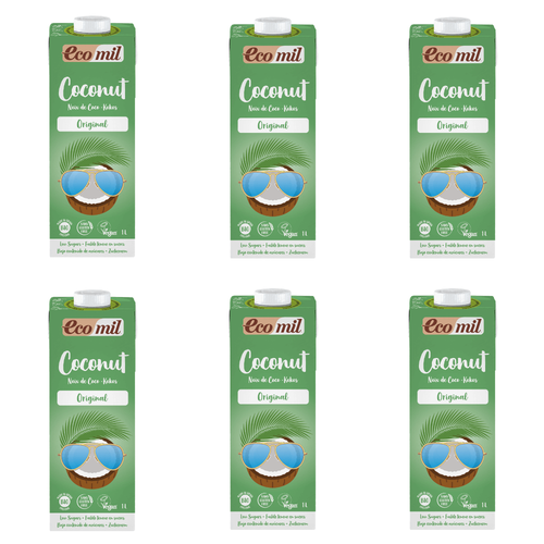 ECOMIL 6x Napój kokosowy słodzony syropem z agawy (1l) - BIO (zbiorcze)