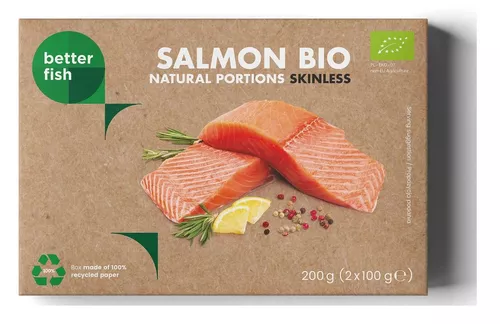 ***BETTER FISH Łosoś atlantycki bez skóry mrożony porcje 2 x 100 g (200 g) - BIO