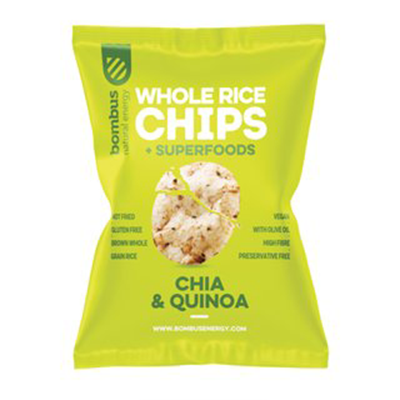 BOMBUS Chipsy ryżowe pełnoziarniste z chią i quinoą bezglutenowe 60g