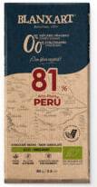 BLANXART Czekolada gorzka 81% Peru bez dodatku cukru i słodzików, bezglutenowa (80g) - BIO
