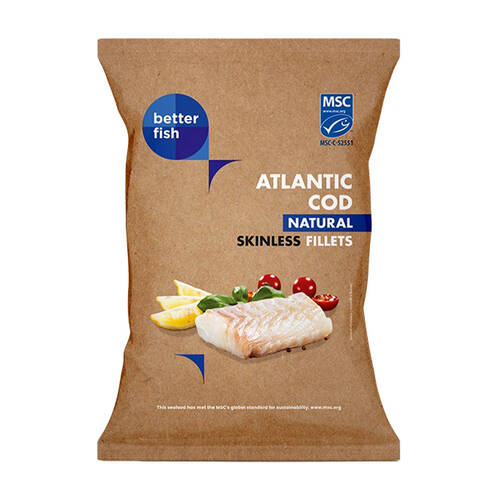 ***BETTER FISH Dorsz atlantycki msc, filet bez skóry, mrożony (500g) (f)