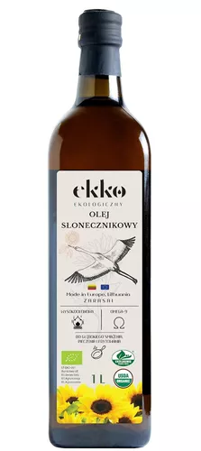 EKKO Olej słonecznikowy wysokooleinowy tłoczony na zimno (szkło) (1 L) - BIO